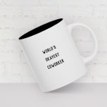 Fun Humor World's Okayest Coworker Modern Type Mug<br><div class="desc">Calling all office superheroes! Embrace your humble awesomeness with our Zazzle Two-Toned Mug featuring the typographic design "World's Okayest Coworker"! 🦸‍♀️☕️ This mug celebrates the beauty of being perfectly imperfect in the workplace. With its trendy two-toned style and humorous message, it's the perfect conversation starter at the office. So, grab...</div>