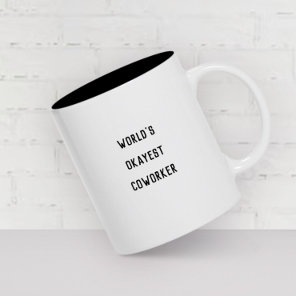 Fun Humor World's Okayest Coworker Modern Type Mug