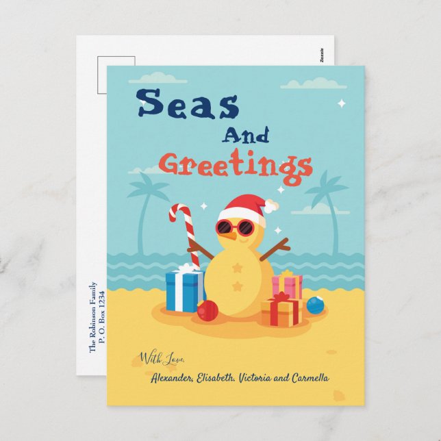 Fun Humorous Season Greetings Santa Claus Custom  Holiday Postcard (Front/Back)