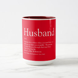 Fun Husband Definition Quote Modern Red Two-Tone Coffee Mug