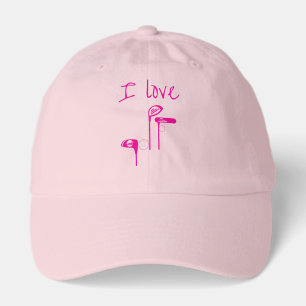 Fun "I love Golf" Bright Pink Golf Hat
