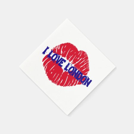 Fun "i Love London" Red Lipstick Kiss Subway Sign, Napkins