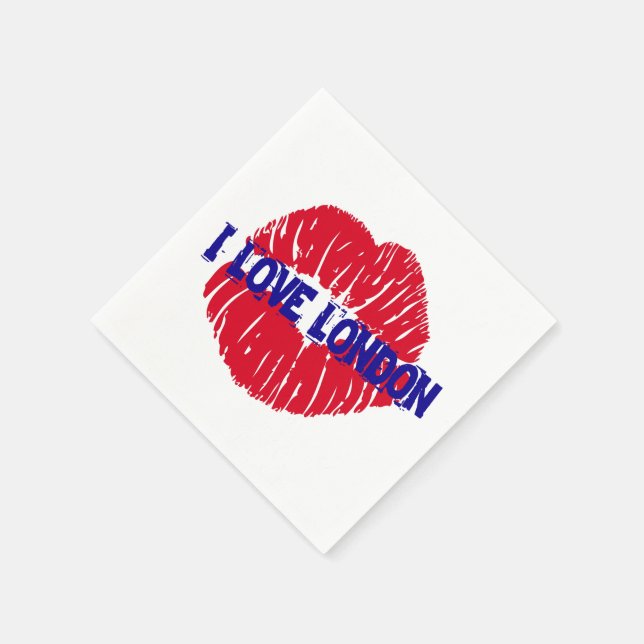 Fun "I Love London" red lipstick kiss subway sign, Napkins (Corner)