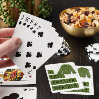 Fun I Love Sweater Weather Green Polka Dot Poker Cards