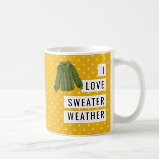 Fun I Love Sweater Weather White Polka Dots Gold Coffee Mug