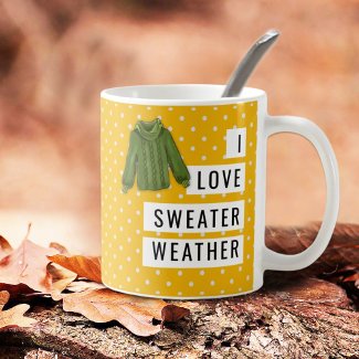 Fun I Love Sweater Weather White Polka Dots Gold