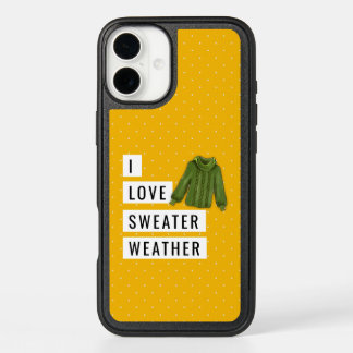 Fun I Love Sweater Weather White Polka Dots Gold iPhone 16 Plus Case