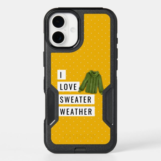 Fun I Love Sweater Weather White Polka Dots Gold Otterbox iPhone Case (Back)