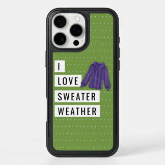 Fun I Love Sweater Weather White Polka Dots Green iPhone 16 Pro Max Case