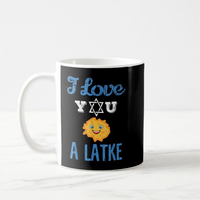 Fun I Love You A Latke Gift for Hannukah and Passo Coffee Mug (Left)