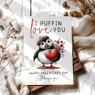 Fun I Puffin Love You Valentines Day Holiday Card