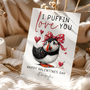 Fun I Puffin Love You Valentines Day Holiday Card