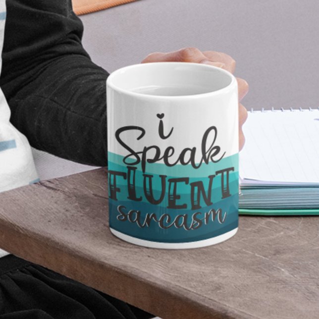 Fun I speak fluent sarcasm blue waves Coffee Mug (Creator Uploaded)