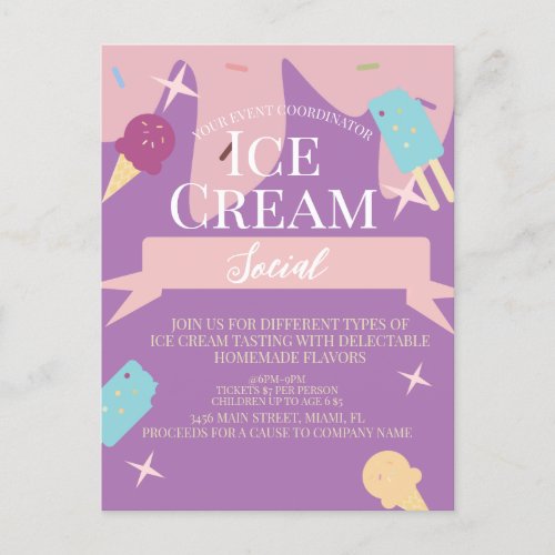  Fun Ice Cream Cone Social Flyers Invitation  Postcard
