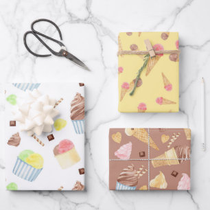 Fun Ice Cream Cones Summer Food Colorful Wrapping Paper Sheets