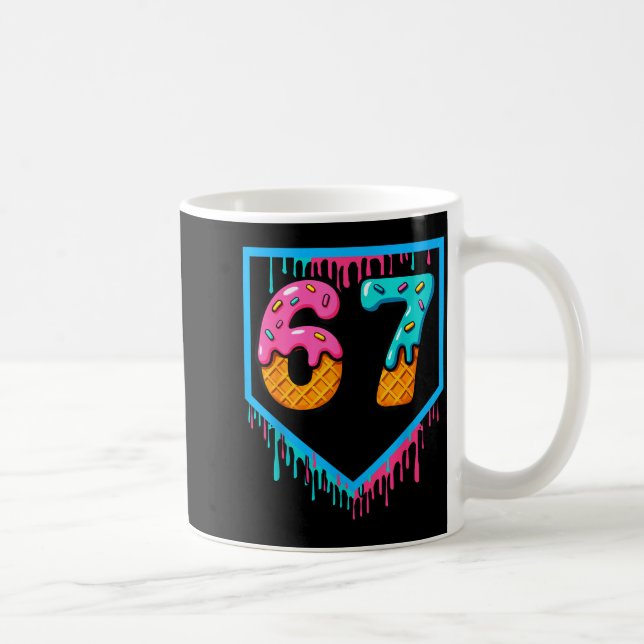 Fun Ice Cream Drip 67 Number 6-7 6 7 Baseball Six  Coffee Mug (Right)