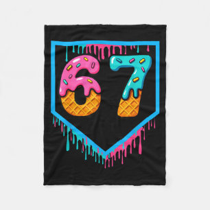 Fun Ice Cream Drip 67 Number 6-7 6 7 Baseball Six Fleece Blanket