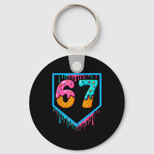 Fun Ice Cream Drip 67 Number 6-7 6 7 Baseball Six Keychain