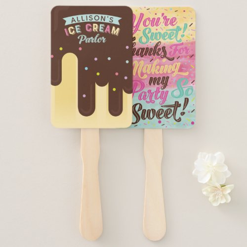 Fun Ice Cream Lemon Popsicle Treat Birthday Party Hand Fan