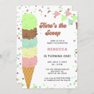Fun Ice cream party Birthday invitation