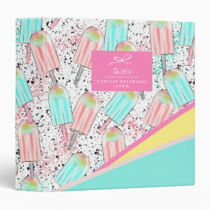 Fun Ice Cream Pattern 3 Ring Binder