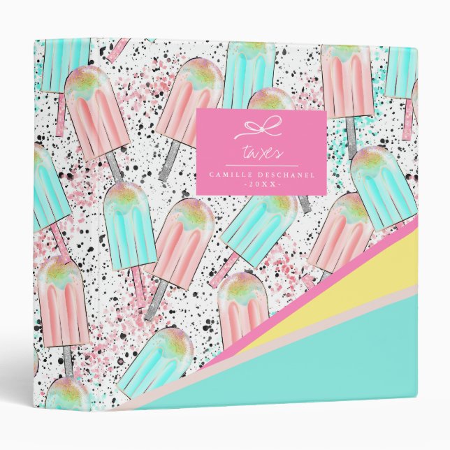 Fun Ice Cream Pattern 3 Ring Binder (Front/Spine)