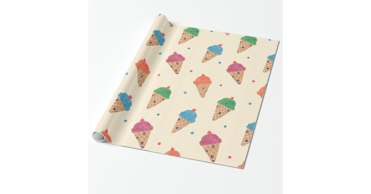 Fun Ice Cream Pattern Wrapping Paper Zazzle