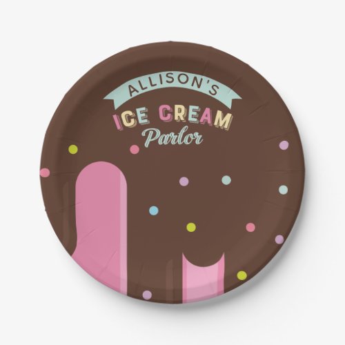 Fun Ice Cream Pink Popsicle Treat Birthday Party Paper Plates