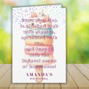 Fun Ice Cream Scoop Confetti Watercolor Birthday  Card