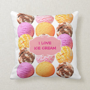 Fun Ice Cream Theme Throw Pillow