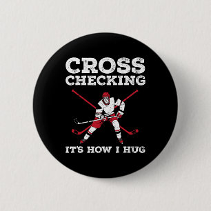 Fun Ice Hockey Art For Men Women Ice Hockey Lover Button