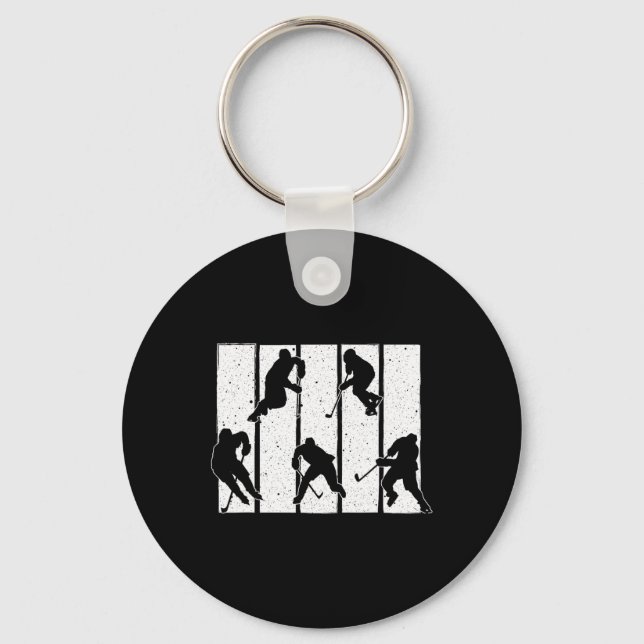 Fun Ice Hockey Art For Men Women Ice Hockey Player Keychain (Front)