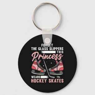 Fun Ice Hockey Art For Women Girls Ice Hockey Play Keychain
