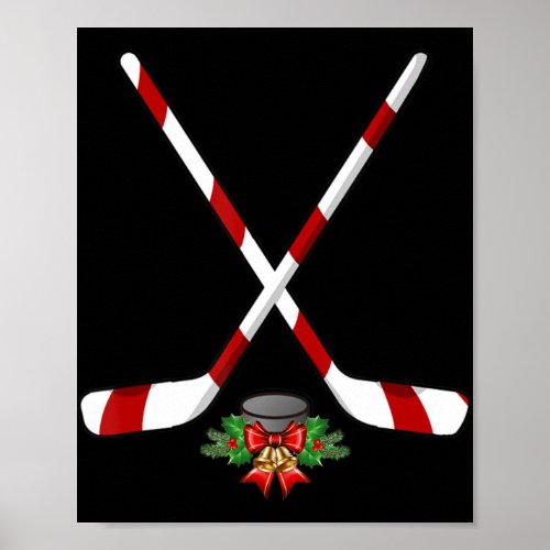 Fun Ice Hockey Christmas  Candy Stick Gift Kids  Poster