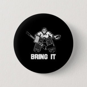 Fun Ice Hockey Player Gift Goalie Apparel Graphic Button