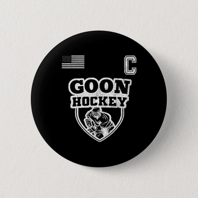 Fun Ice Hockey - Team Goon Captain  Button (Front)