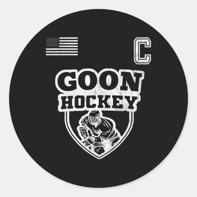 Fun Ice Hockey - Team Goon Captain  Classic Round Sticker (Front)