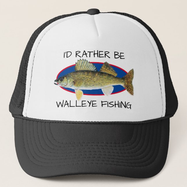 Fun "I'd Rather be Walleye Fishing" Trucker Hat (Front)