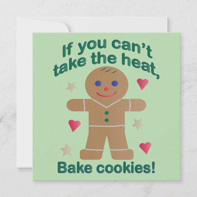 Fun "If You Can't Take the Heat" Gingerbread Man Invitation (Front)