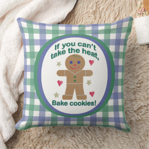 Fun "If You Can't Take the Heat" Gingerbread Man Throw Pillow