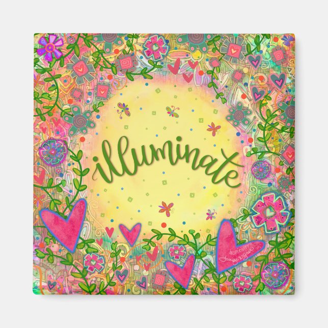 Fun Illuminate Pretty Floral Modern Inspirivity Magnet (Front)