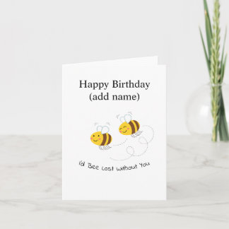 Fun Illustrated Bee Happy Birthday Card