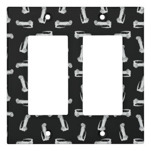 Fun Illustrated Retro Cars Design Black Auto Art Light Switch Cover