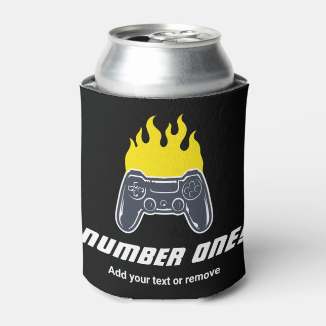 Fun illustration of burning video game controller, can cooler (Can Front)