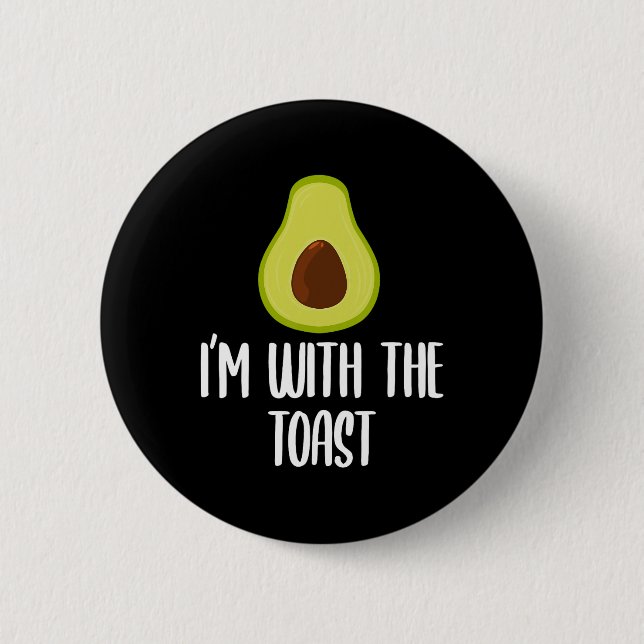 Fun I'm With The Toast Avocado Halloween Couples C Button (Front)