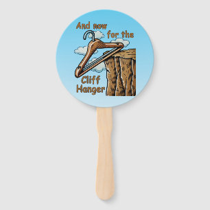 Fun Image of Cliff Hanger with Playful Wordplay Hand Fan