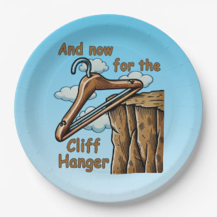 Fun Image of Cliff Hanger with Playful Wordplay Paper Plates