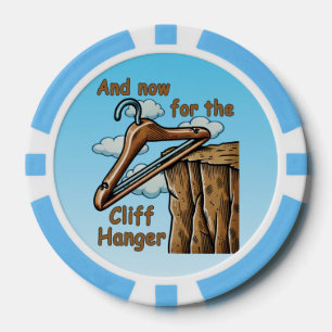 Fun Image of Cliff Hanger with Playful Wordplay Poker Chips