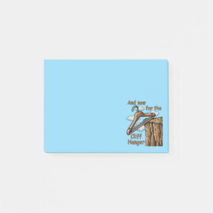 Fun Image of Cliff Hanger with Playful Wordplay Post-it Notes