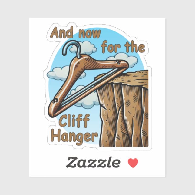 Fun Image of Cliff Hanger with Playful Wordplay Sticker (Sheet)